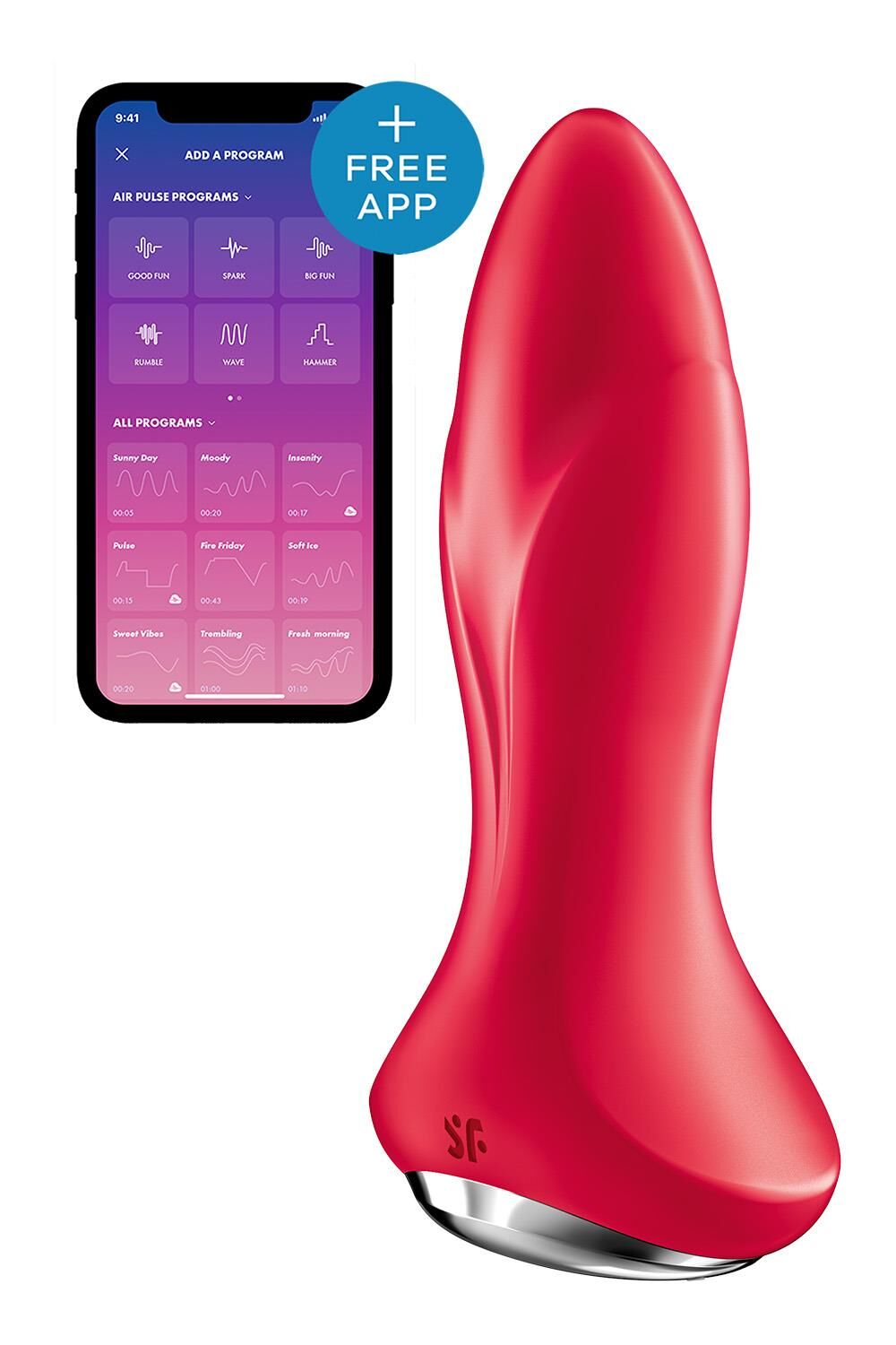 Анальна смарт-вібропробка із перлинним масажем Satisfyer Rotator Plug 1+ Red