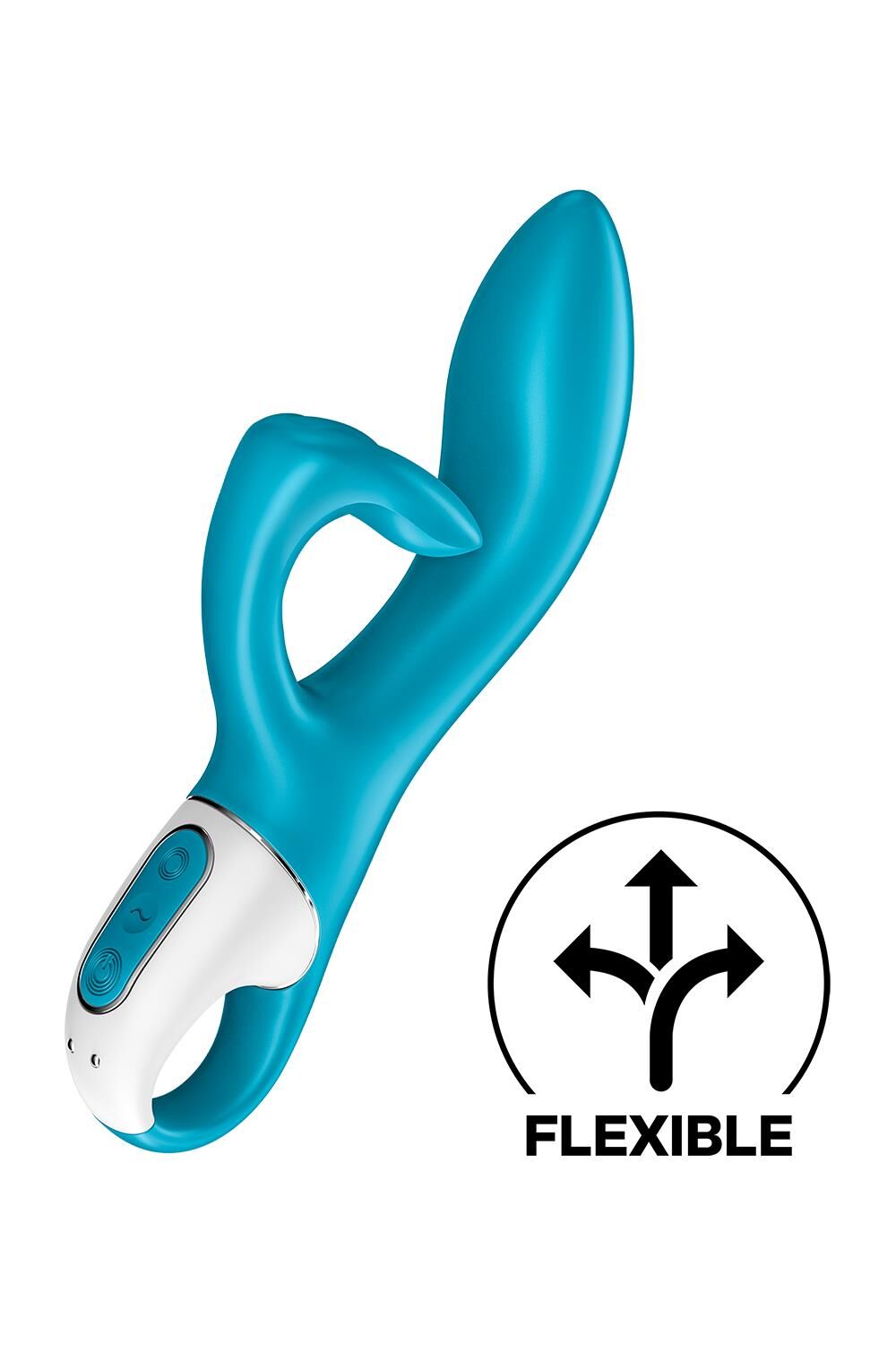 Вібратор-кролик із потрійним відростком Satisfyer Embrace me Turquoise, 2 мотори, діаметр 3,6 см