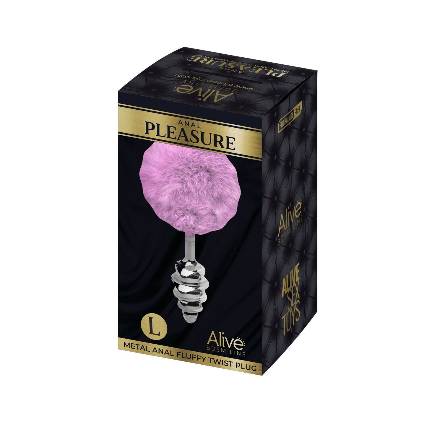 Металева анальна пробка Кролячий хвостик Alive Fluffy Twist Plug L Purple, діаметр 3,8 см