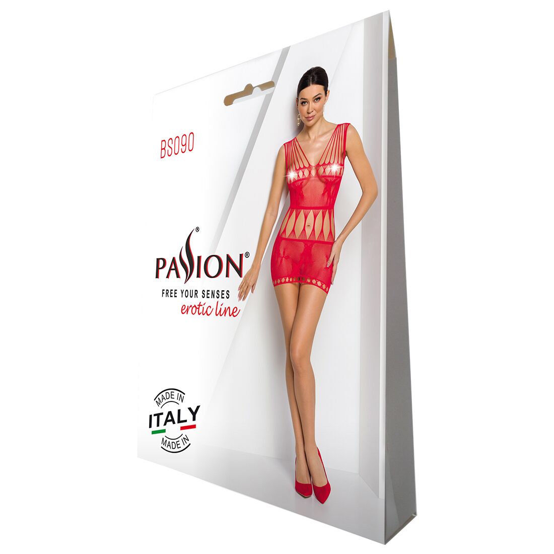 Бодістокінг мінісукня з метеликами Passion BS090 One Size red