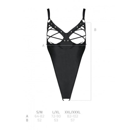 Боді з екошкіри Passion CELINE BODY L/XL, black, з доступом, відкритий