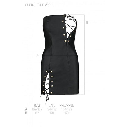 Мінісукня з екошкіри Passion CELINE CHEMISE S/M, black, шнурівка, трусики в комплекті