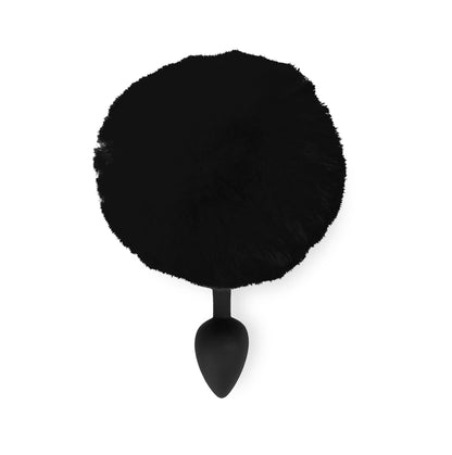 Силіконова анальна пробка М Art of Sex - Silicone Bunny Tails Butt plug Black, діаметр 3,5 см