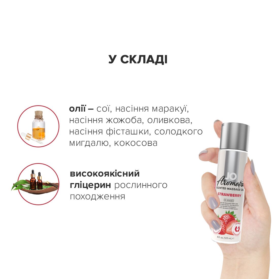 Натуральна масажна олія JO Aromatix Massage Oil Strawberry 120 мл