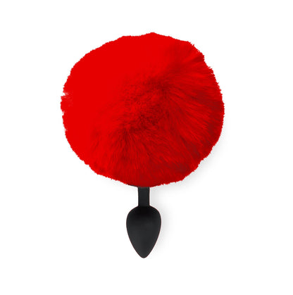 Силіконова анальна пробка М Art of Sex - Silicone Bunny Tails Butt plug Red, діаметр 3,5 см