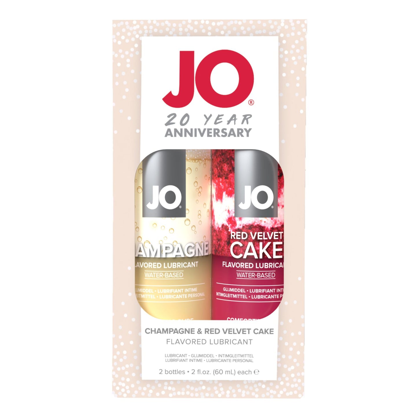 Набір смакових змазок JO Champagne & Red Velvet Cake (2×60 мл), Limited Edition