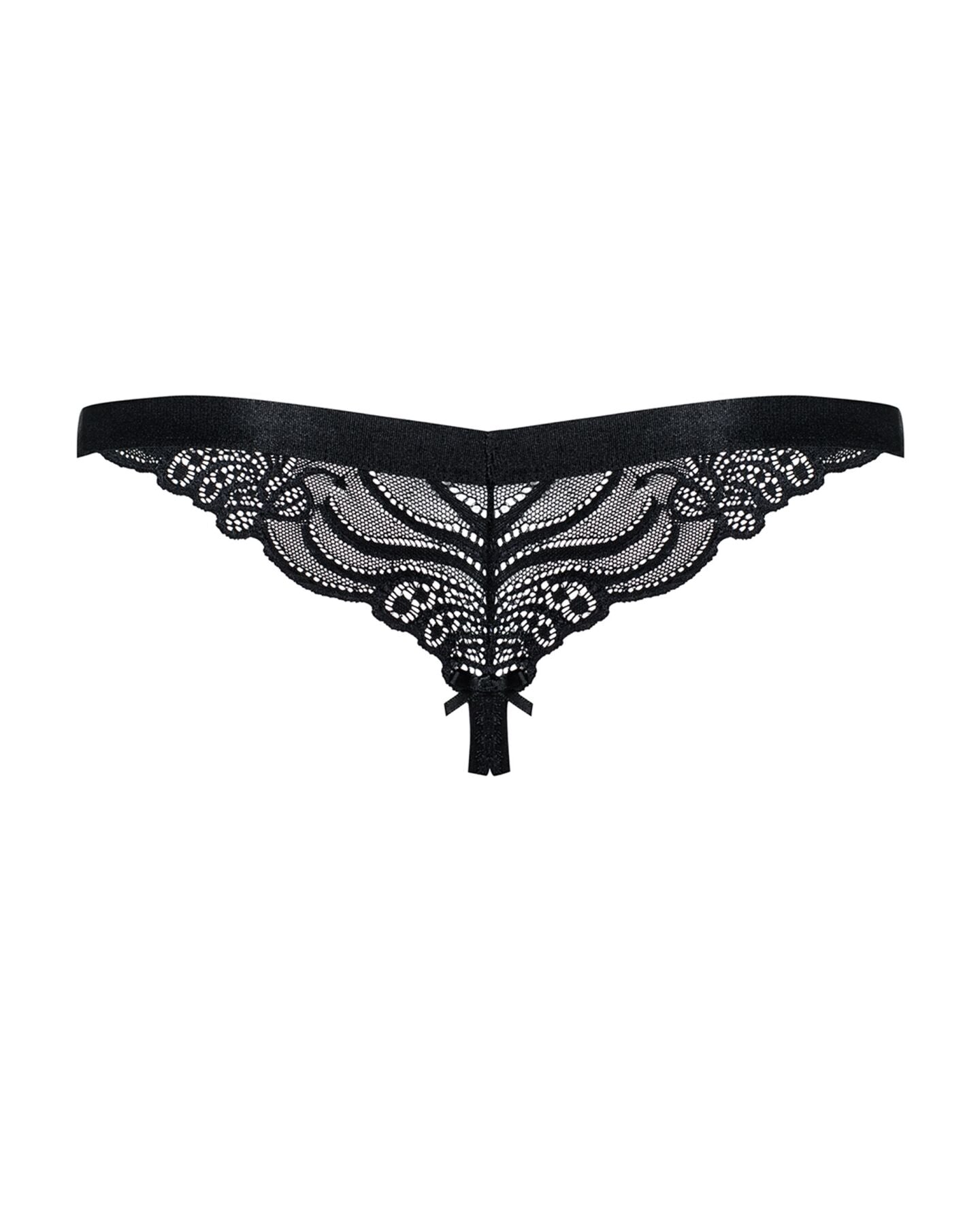 Мереживні танги з доступом Obsessive 828-THC-1 crotchless thong S/M, чорні