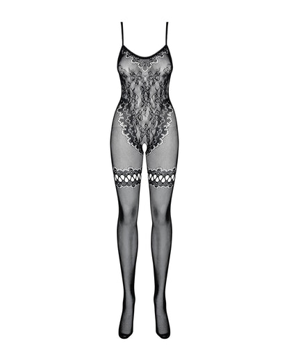 Бодістокінг Obsessive Bodystocking F213 S/M/L, імітація мереживного боді та резинки для панчіх