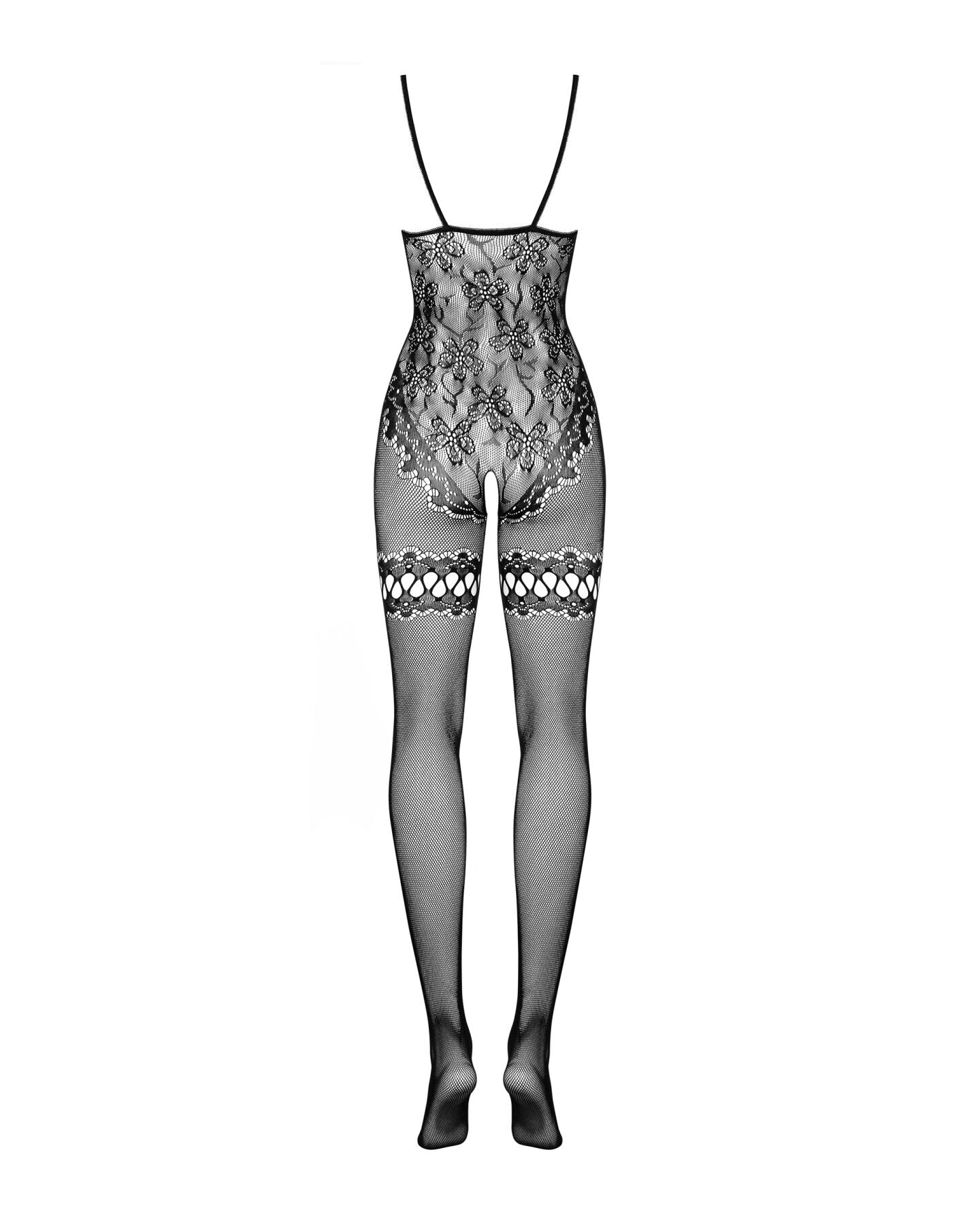 Бодістокінг Obsessive Bodystocking F213 S/M/L, імітація мереживного боді та резинки для панчіх