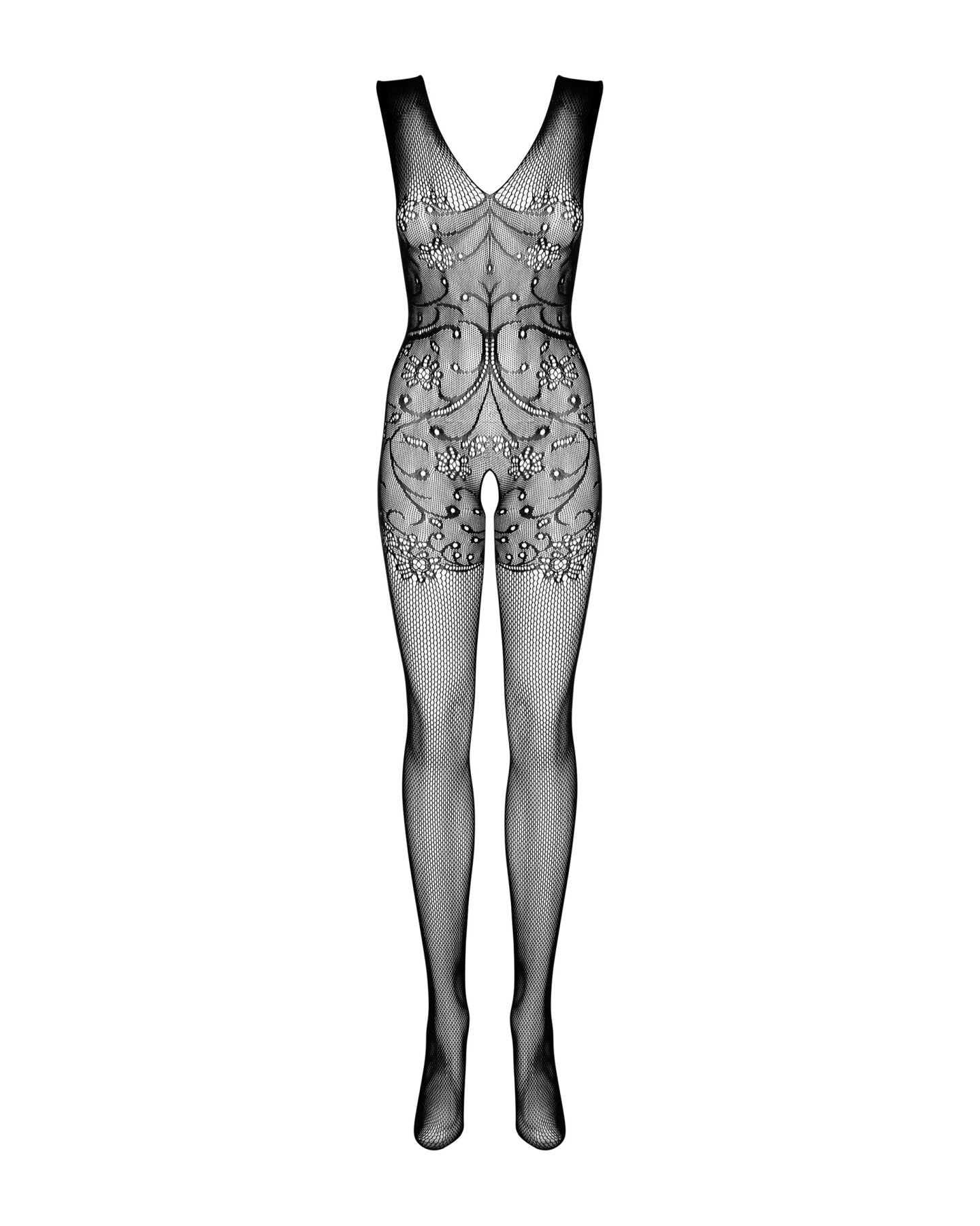 Бодістокінг Obsessive Bodystocking F234 S/M/L, абстрактний малюнок, глибоке декольте