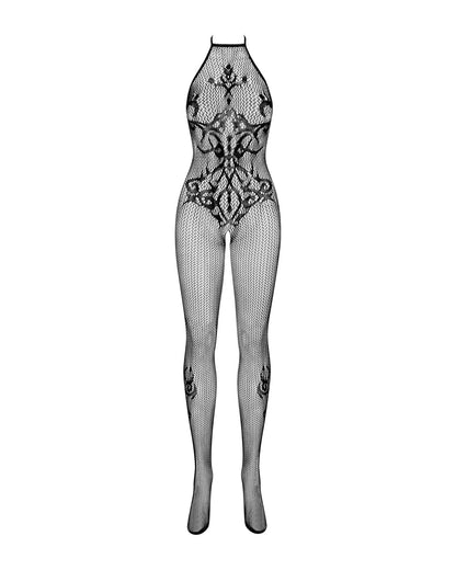 Бодістокінг Obsessive Bodystocking G308 S/M/L, халтер, декор у вигляді татуювання