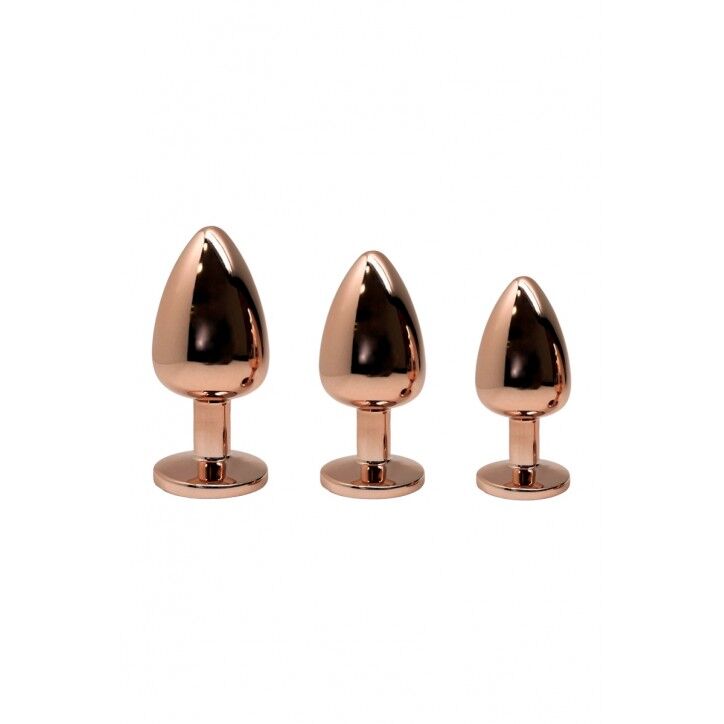 Металева анальна пробка Wooomy Tralalo Rose Gold Metal Plug Magenta M, діаметр 3,4 см, довжина 8 см