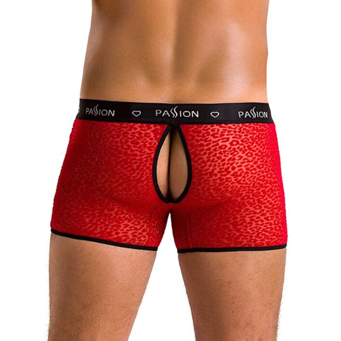 Чоловічі прозорі боксери Passion 046 SHORT PARKER L/XL Red, сітка, під леопард