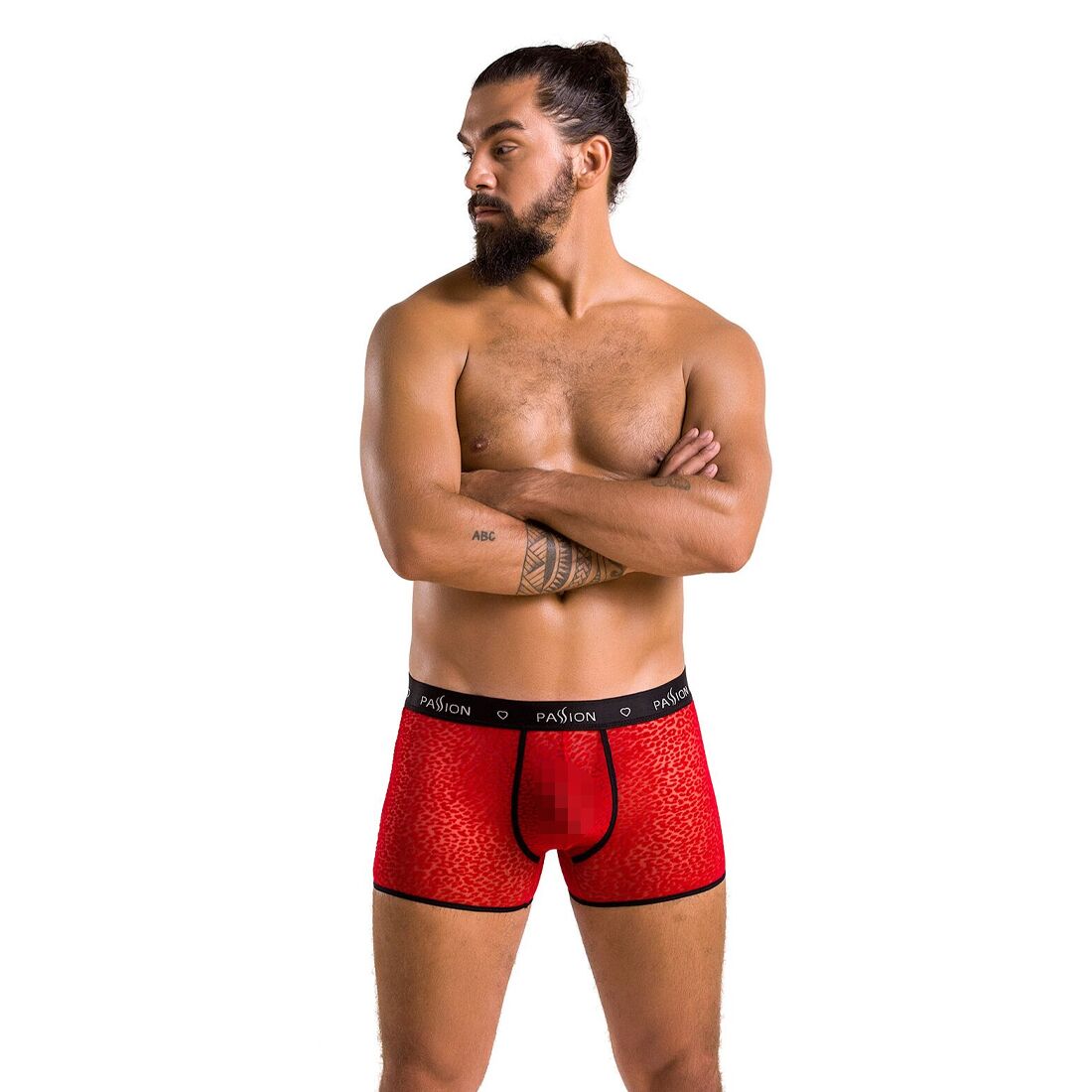 Чоловічі прозорі боксери Passion 046 SHORT PARKER XXL/XXXL Red, сітка, під леопард