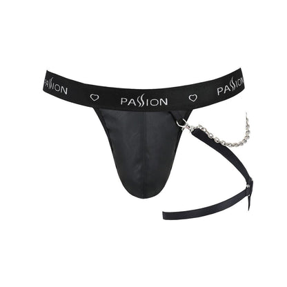 Чоловічі трусики танга з підв’язкою Passion 058 THONG BILL S/M Black