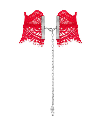 Широкий мереживний чокер Obsessive Bergamore choker, red