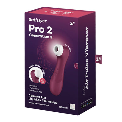 Вакуумний кліторальний стимулятор Satisfyer Pro 2 Generation 3 with Liquid Air Connect App Wіnе Red