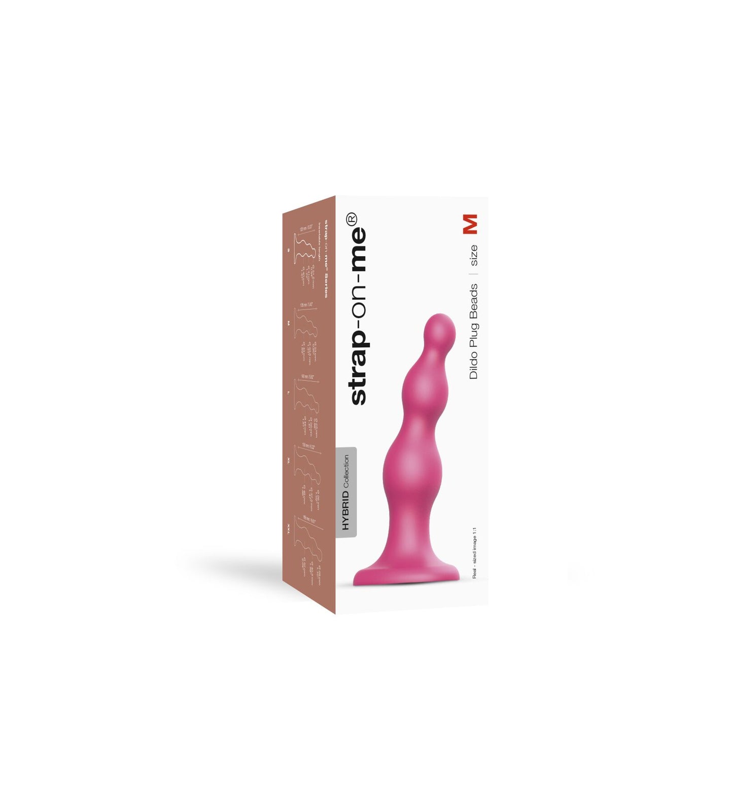 Насадка для страпона Strap-On-Me Dildo Plug Beads Framboise Metallic M