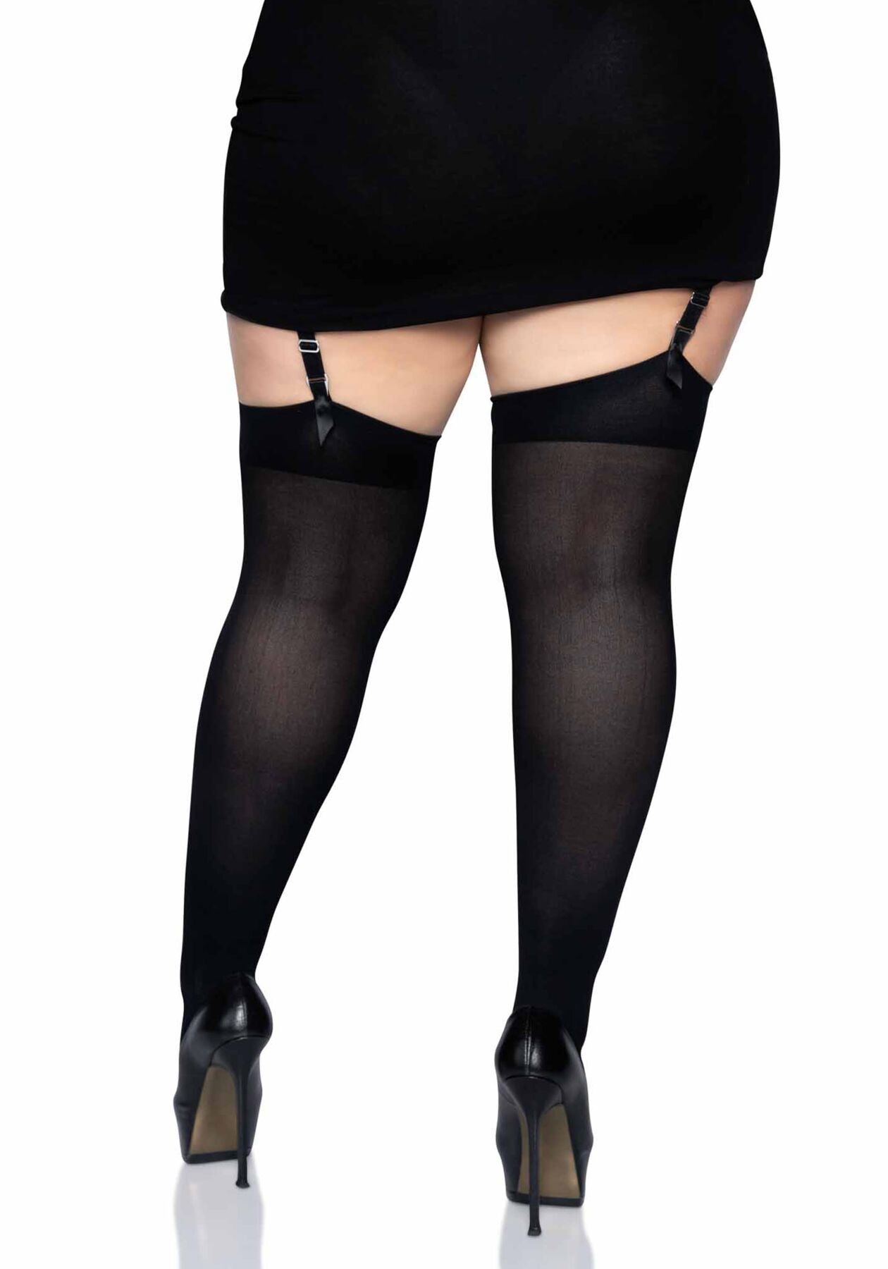 Щільні непрозорі панчохи Leg Avenue Nylon Thigh Highs Black, plus size