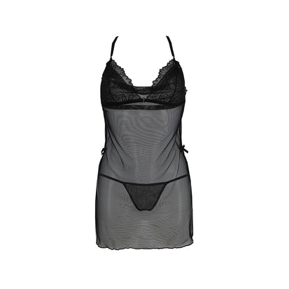 Сорочка Passion DELIENA CHEMISE S/M black, стрінги із заниженою талією