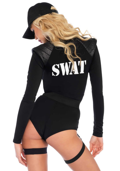 Костюм еротичних спецсил Leg Avenue SWAT Team Babe M, боді, пояс, підв’язки, іграшкова рація, кепка