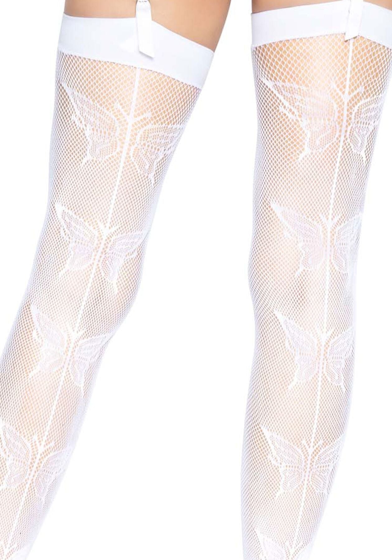 Панчохи-сітка зі швом ззаду Leg Avenue Butterfly back seam thigh highs One size White