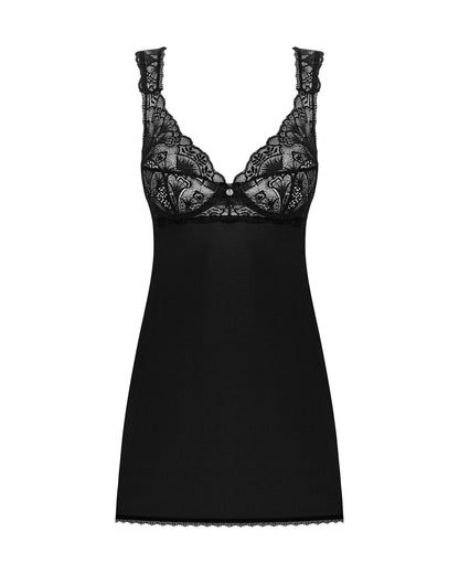 Сорочка бебі-дол з мереживом на грудях Obsessive Donna Dream babydoll XS/S Black, стрінги