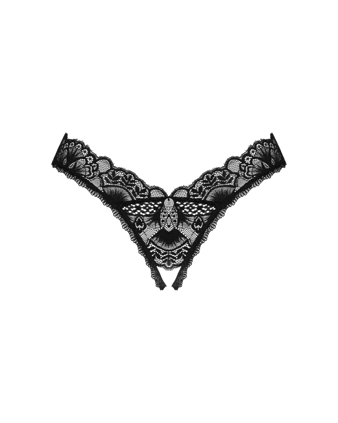 Мереживні стрінги Obsessive Donna Dream crotchless thong XS/S Black, відкритий доступ