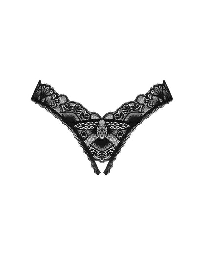 Мереживні стрінги Obsessive Donna Dream crotchless thong XS/S Black, відкритий доступ