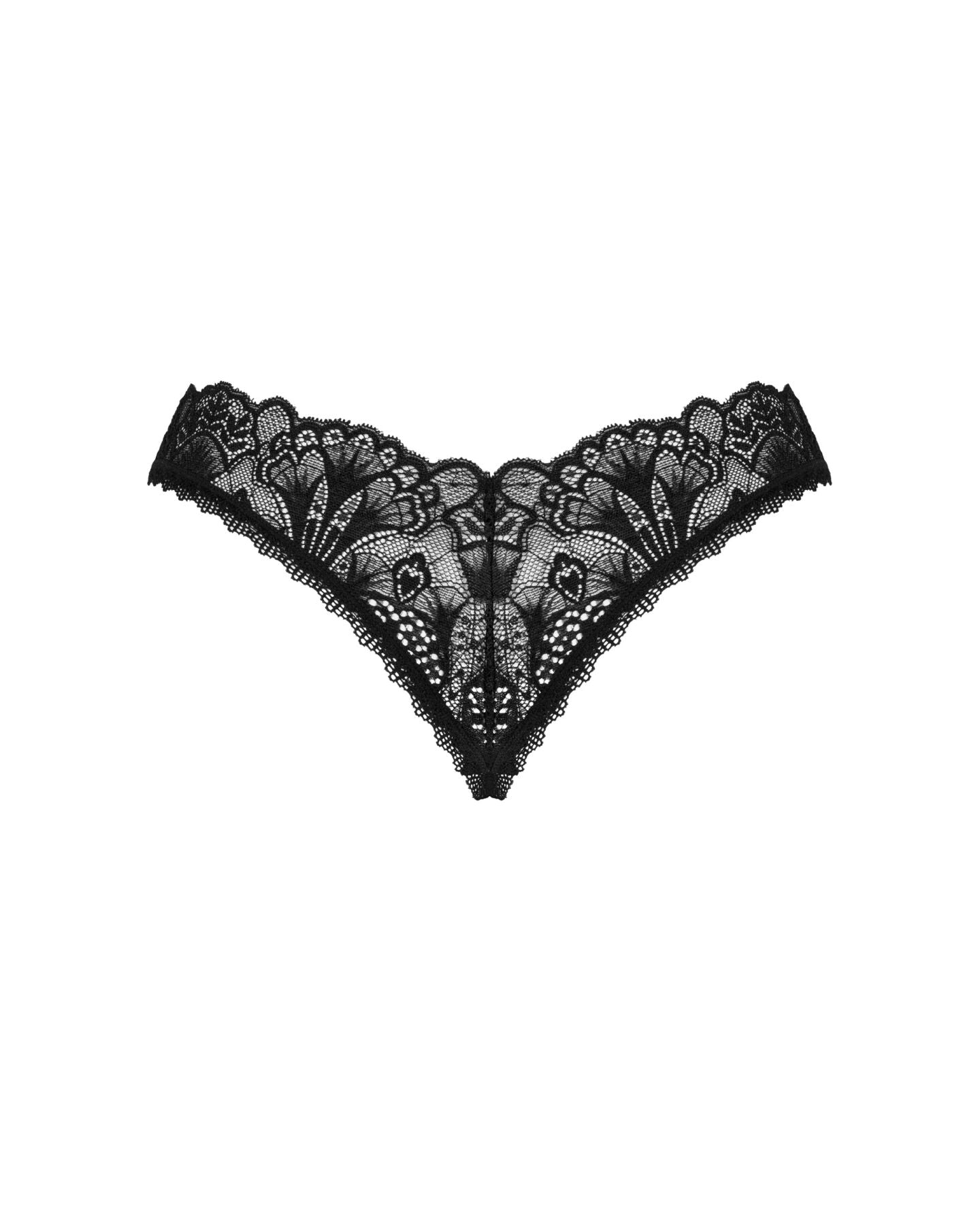 Мереживні стрінги Obsessive Donna Dream crotchless thong XS/S Black, відкритий доступ