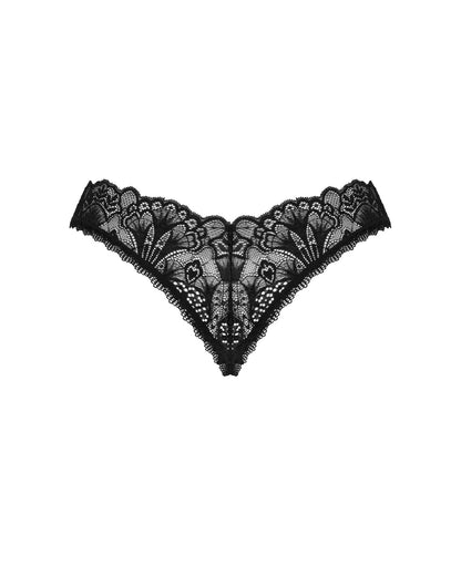 Мереживні стрінги Obsessive Donna Dream crotchless thong M/L Black, відкритий доступ