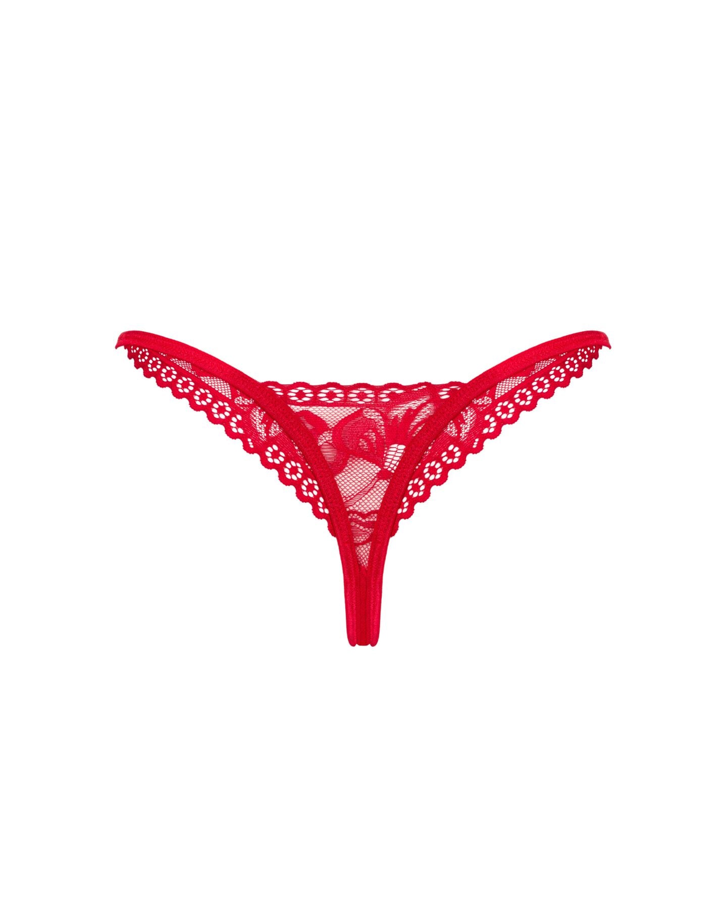 Мереживні стрінги Obsessive Lacelove thong XS/S Red, низька посадка