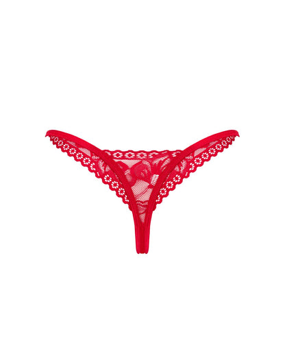 Мереживні стрінги Obsessive Lacelove thong M/L Red, низька посадка