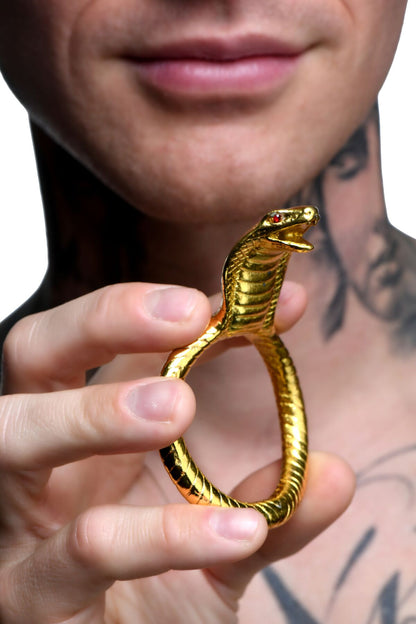 Ерекційне кільце з головою кобри Master Series: Cobra King Golden Cock Ring