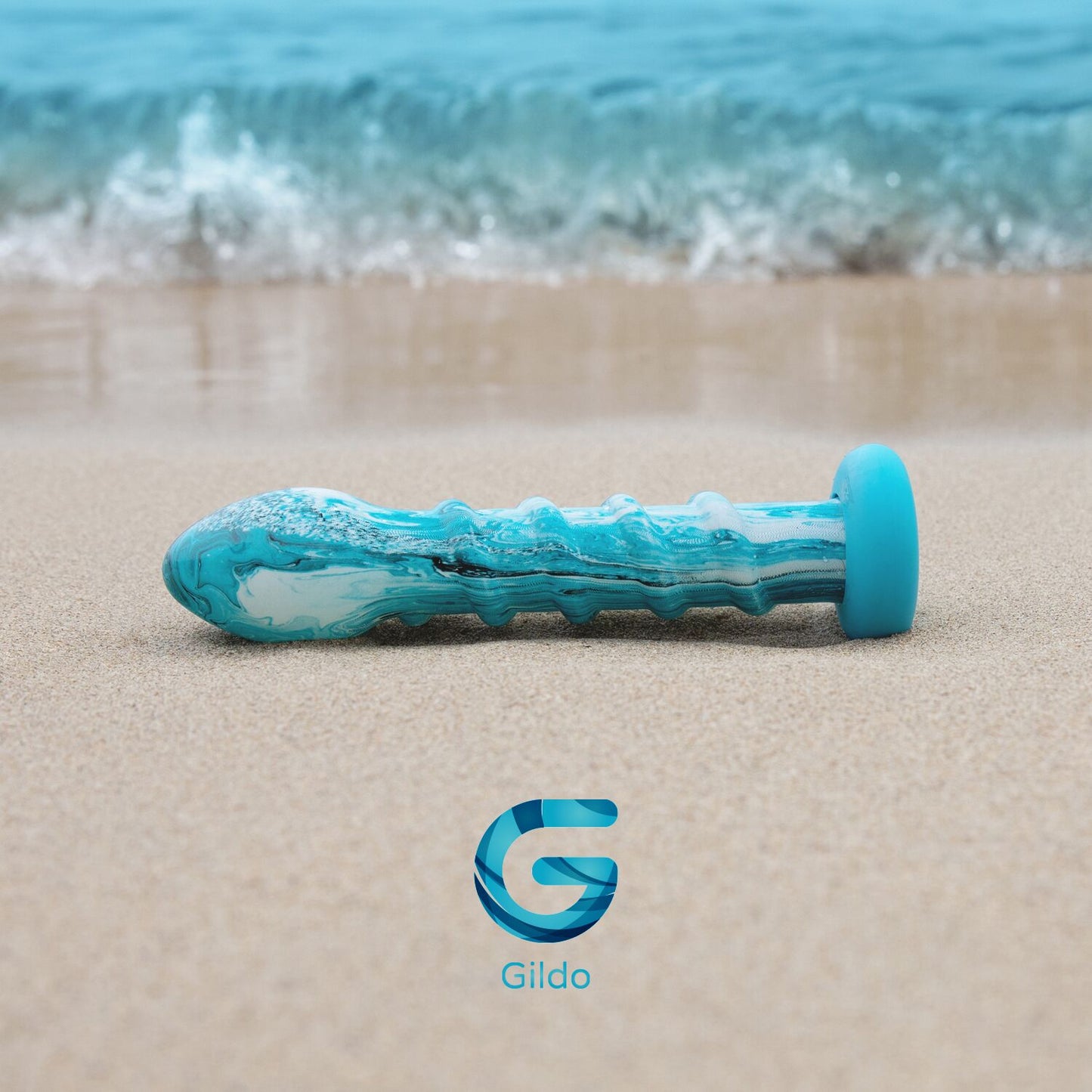 Скляний дилдо Gildo Ocean Wave, з силіконовою основою