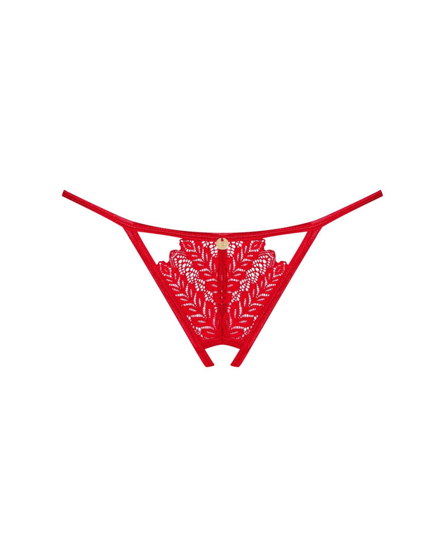 Трусики з доступом Obsessive Ingridia crotchless thong XS/S, червоні