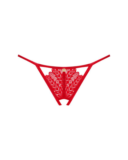 Трусики з доступом Obsessive Ingridia crotchless thong XS/S, червоні