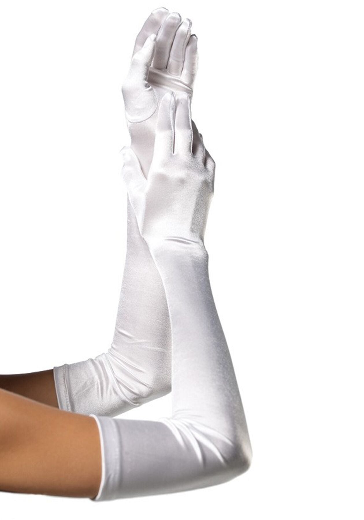 Довгі атласні рукавички Leg Avenue Extra Long Satin Gloves, One Size, білі