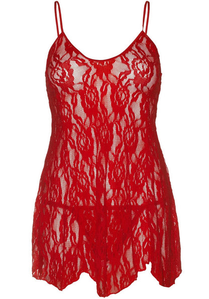 Сорочка бебі-дол Leg Avenue Rose Lace Flair Chemise Red, One Size