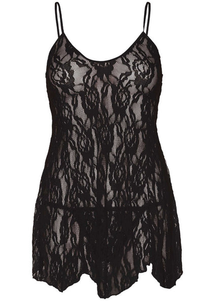 Сорочка бебі-дол Leg Avenue Rose Lace Flair Chemise Black, Queen Size