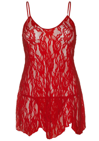 Сорочка бебі-дол Leg Avenue Rose Lace Flair Chemise Red, Queen Size