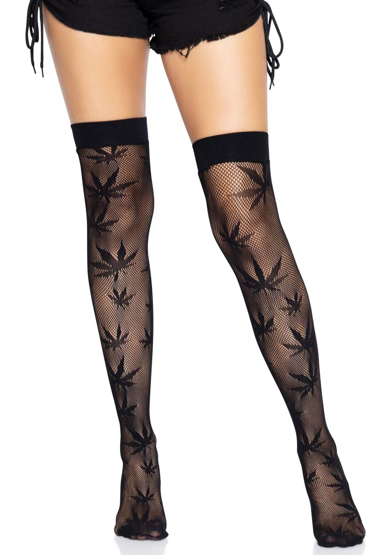 Панчохи з малюнком Leg Avenue 420 Net thigh highs Black