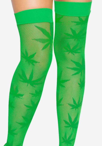 Панчохи з малюнком Leg Avenue 420 Net thigh highs Green