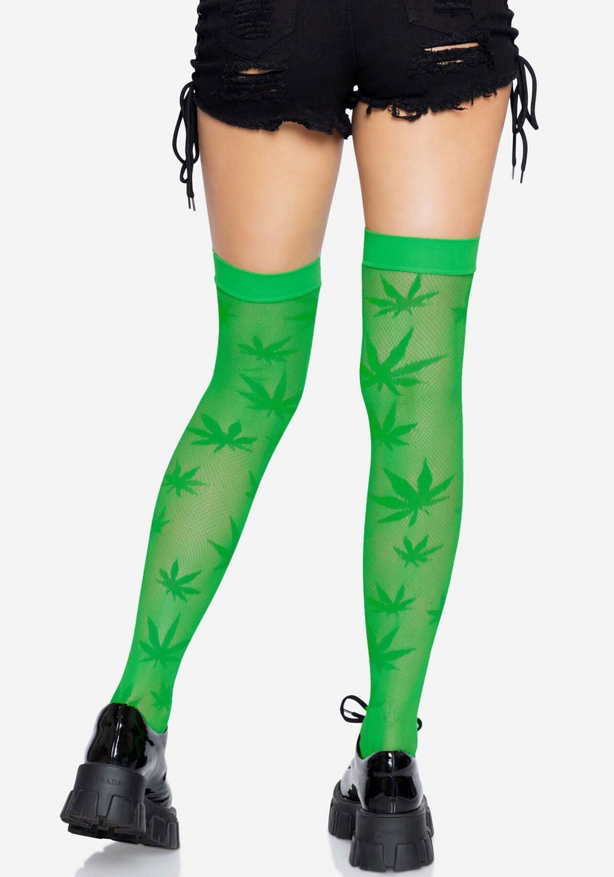 Панчохи з малюнком Leg Avenue 420 Net thigh highs Green