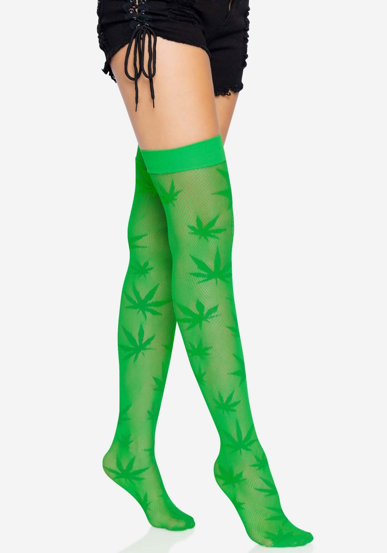 Панчохи з малюнком Leg Avenue 420 Net thigh highs Green