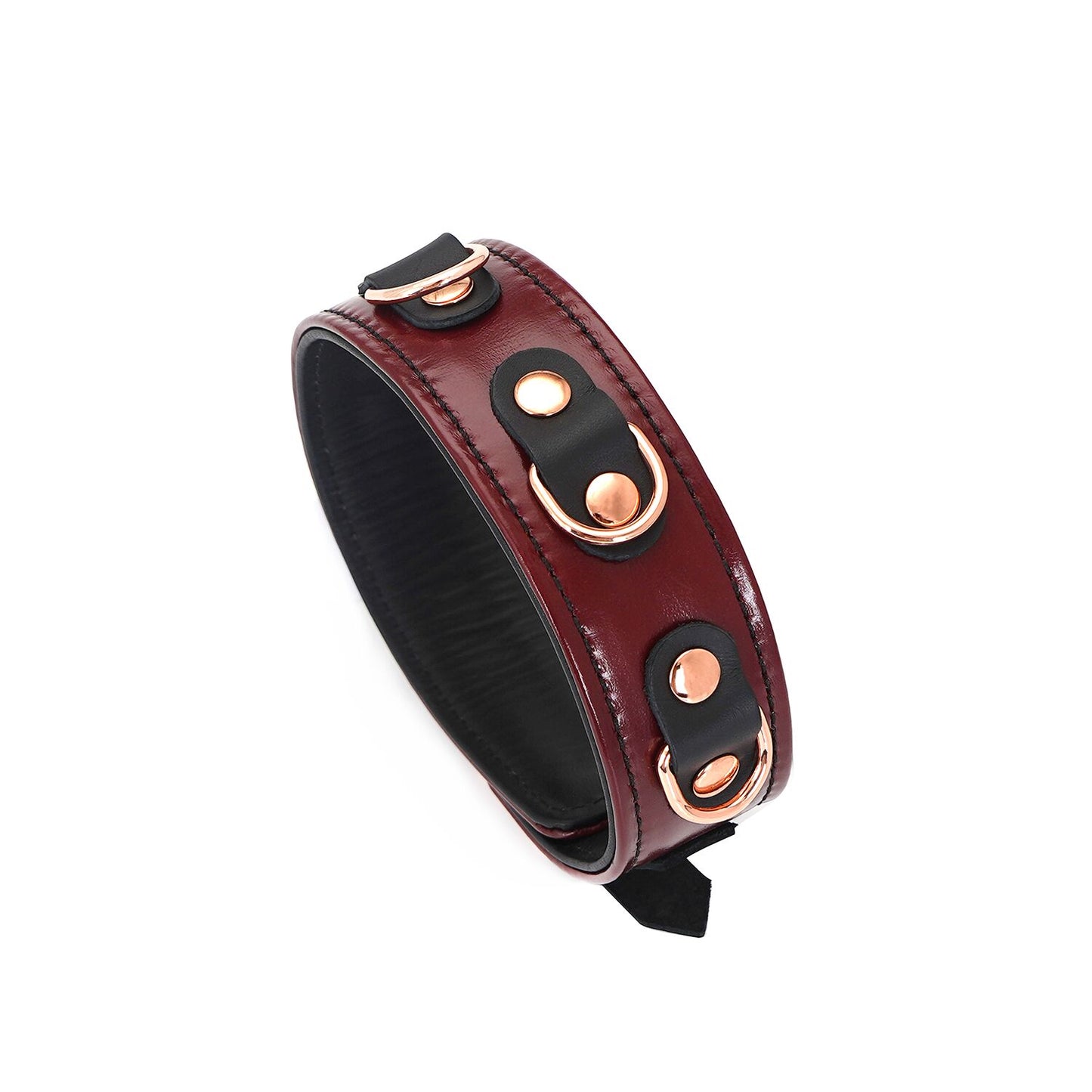 Шкіряний нашийник з повідцем Liebe Seele Wine Red Collar and Leash, 3 кільця для кріплення