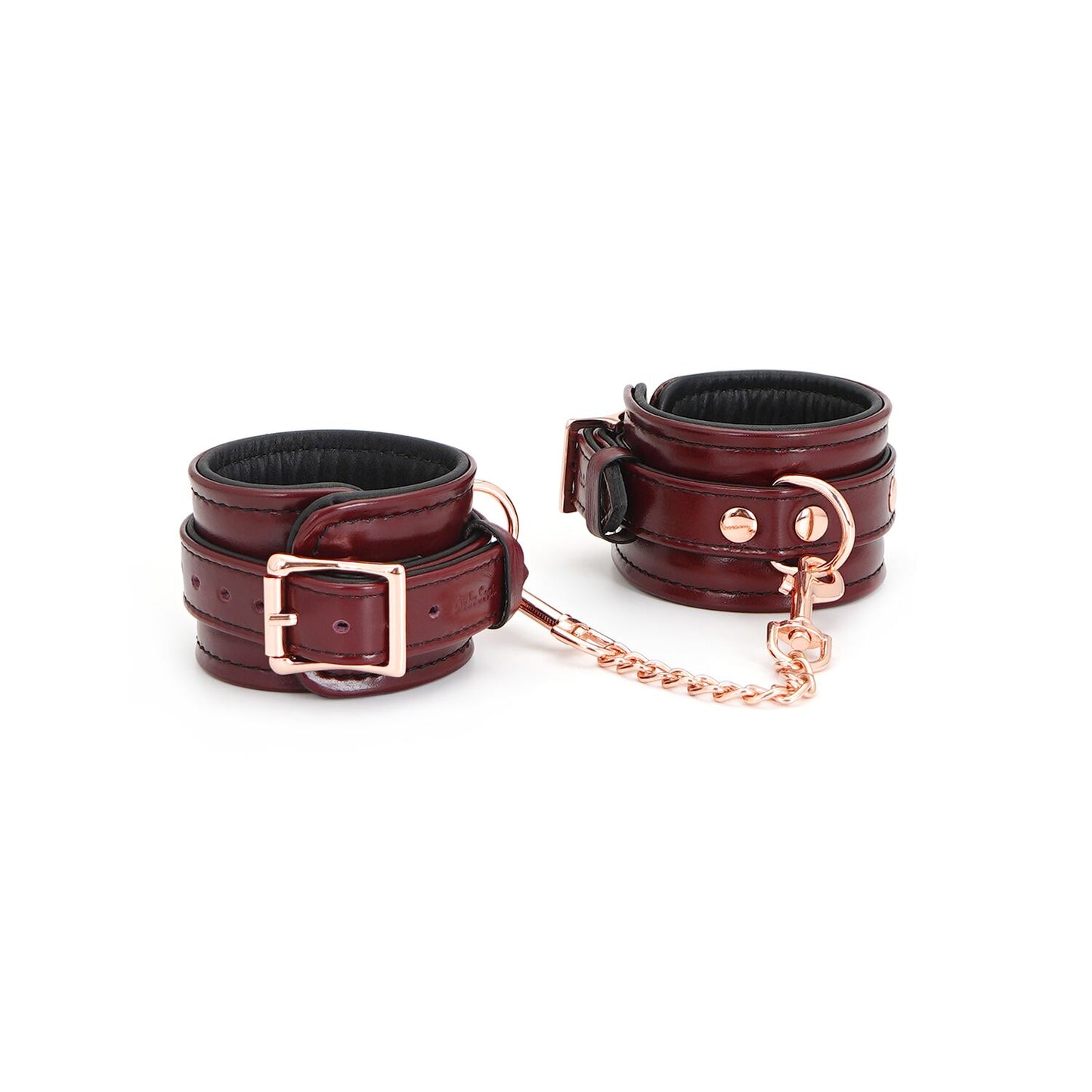 Шкіряні наручники Liebe Seele Wine Red Wrist Cuffs, знімний ланцюжок-кріплення