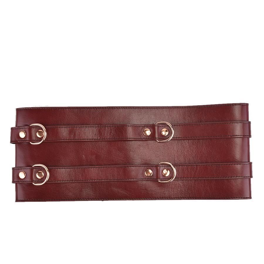 Шкіряний пояс для бондажу Liebe Seele Wine Red Waist Cuff, S Size