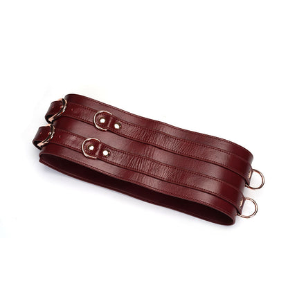 Шкіряний пояс для бондажу Liebe Seele Wine Red Waist Cuff, S Size