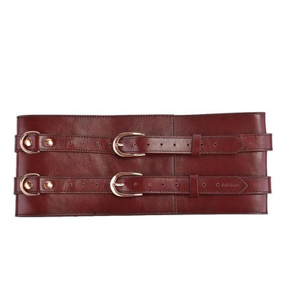 Шкіряний пояс для бондажу Liebe Seele Wine Red Waist Cuff, S Size